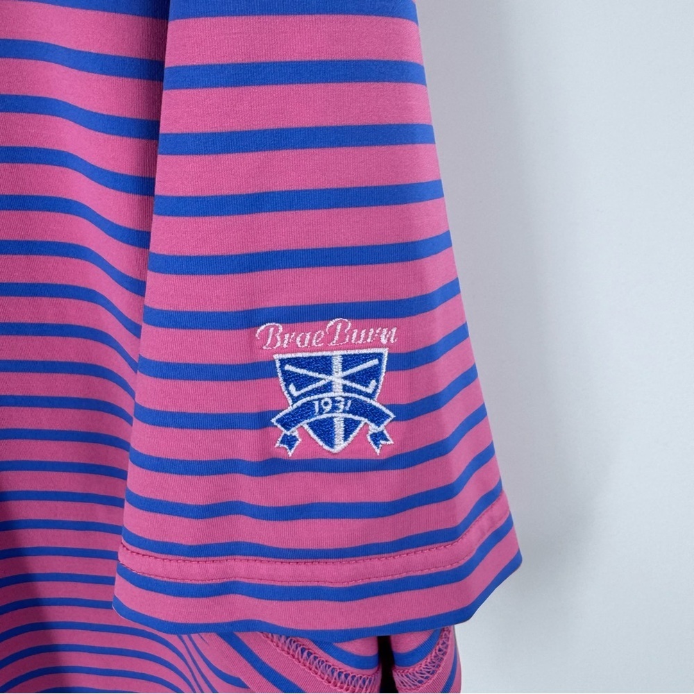 FootJoy Men's Polo with Pink and Blue Stripes‎ - Picture 4 of 7